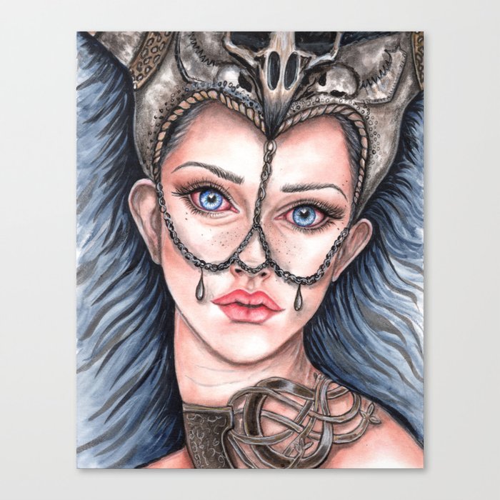 Viking Warrior Princess Fantasy Art Skull Crown Laurie Leigh
