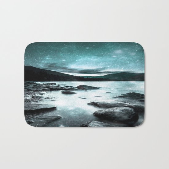 Magical Mountain Lake Teal Ice Bath Mat