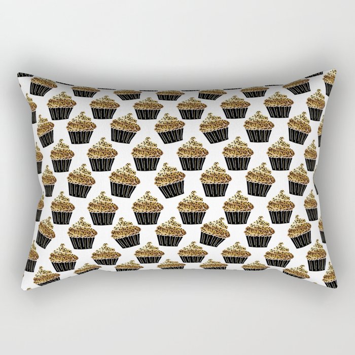 Black gold abstract modern sweet cupcake pattern Rectangular Pillow