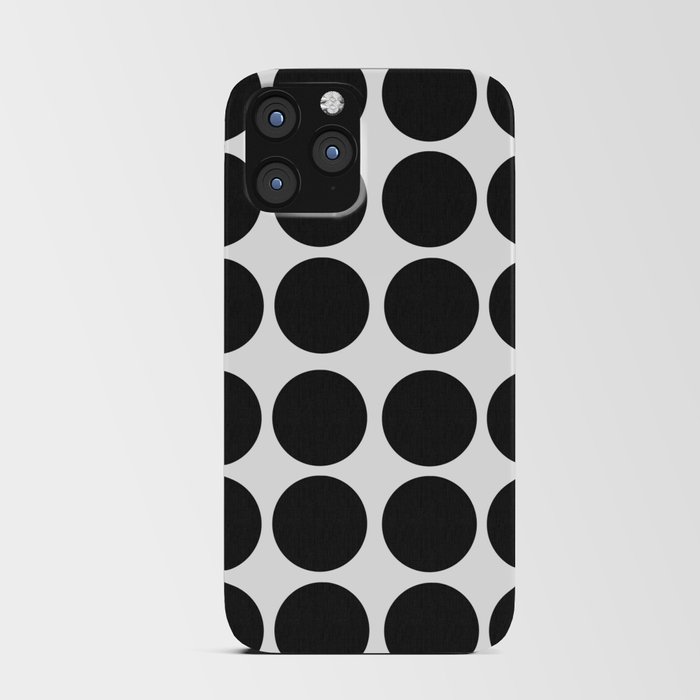Retro Modern Midi Black Polka Dots On White iPhone Card Case