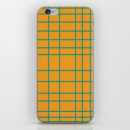 Mid Century Modern Abstract Grid lines pattern - Marigold and Viridian Green iPhone Skin