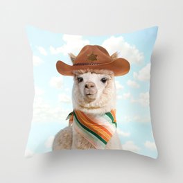 Cowboy Alpaca Throw Pillow