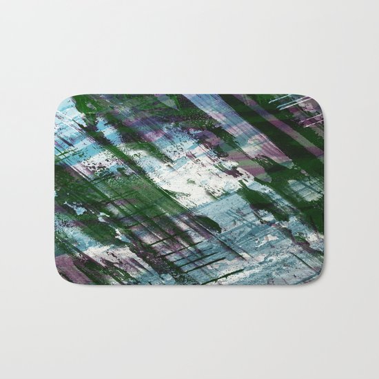 Escape! - Green, purple and cyan metallic abstract art Bath Mat