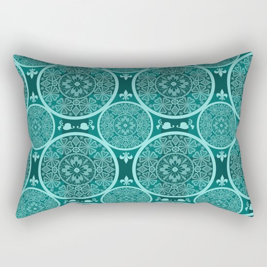 Turquoise abstract seamless lace pattern texture background Rectangular Pillow