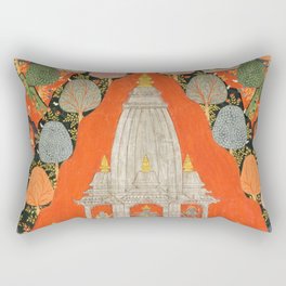 Shaiva Shrines and Trees in a Landscape Rectangular Pillow