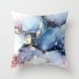 Cotton Candy Skies - alcohol ink abstract sunset sky Throw Pillow