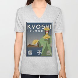 Kyoshi Island Travel Poster V Neck T Shirt