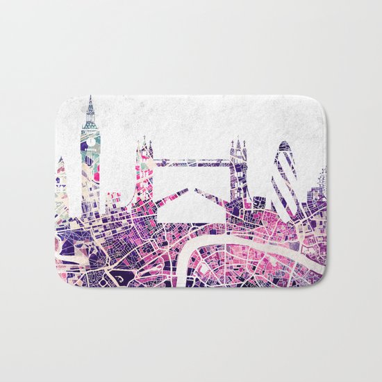 LONDON Skyline + map Bath Mat