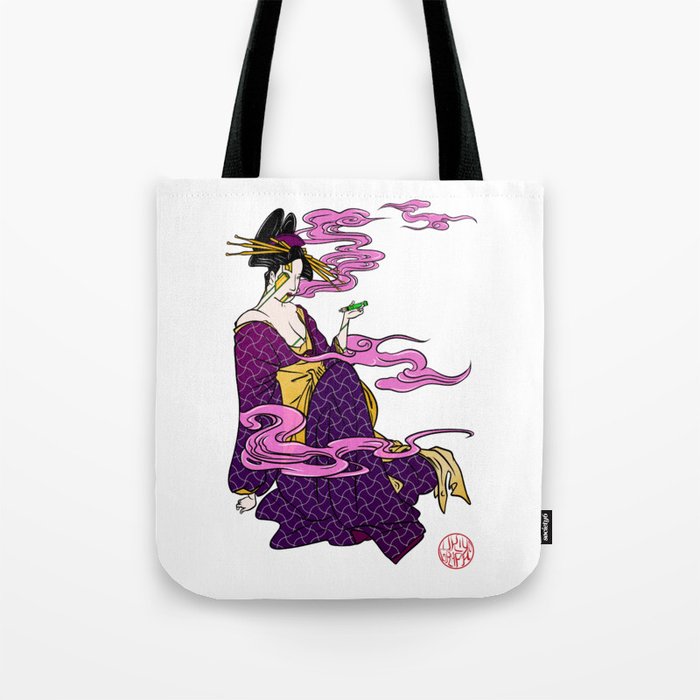 Bijinga - Smoking woman in kimono Tote Bag