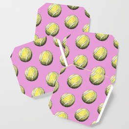 Pink Tennis Ball Pattern Coaster
