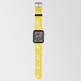 Yellow And White Silhouettes Of Vintage Nautical Pattern Apple Watch Band