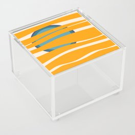 Seeker - Blue Orange Colourful Minimalistic Retro Art Pattern Design Acrylic Box
