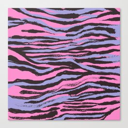 Colorful Animal Print Stripes / Waves (Chocolate Brown + Lilac + Candy Hot Pink) Canvas Print