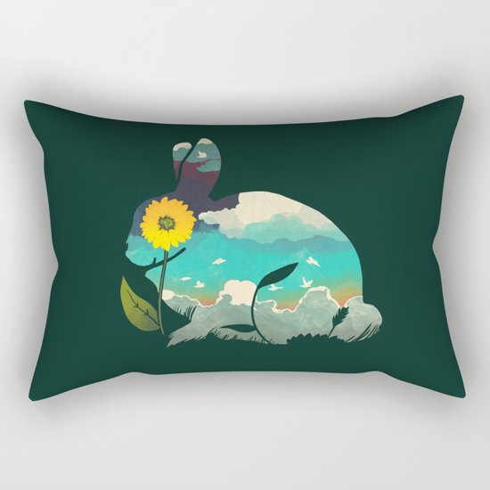 Rabbit Sky - (Forest Green) Rectangular Pillow