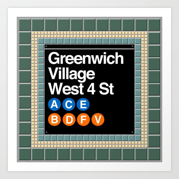 subway greenwich village sign Art Print