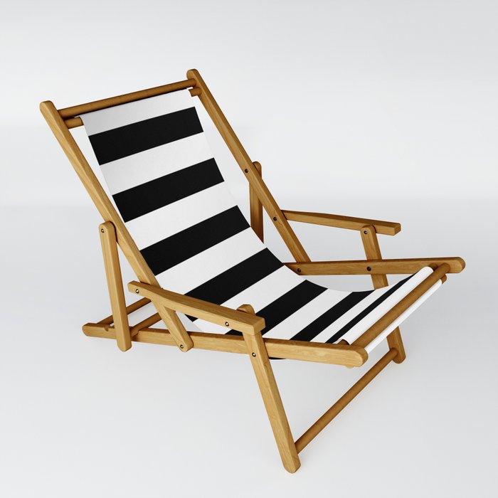 Midnight Black and White Stripes Sling Chair