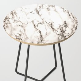 Brown Veined Marble Side Table
