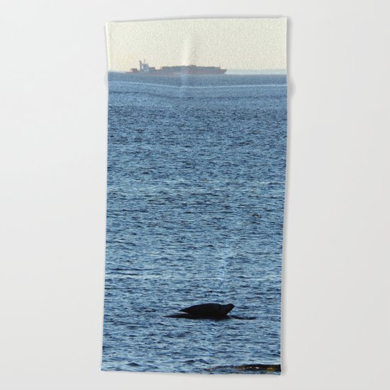 Seal and Ship Beach Towel