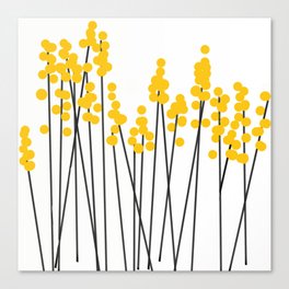 Hello Spring! Yellow/Black Retro Plants on White #decor #society6 #buyart Canvas Print | Yellow, Acrylic, Symbol, Minimal, Landscape, Decor, Nature, Fresh, Pattern, Spring 