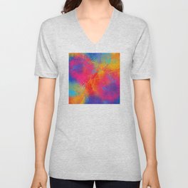 Bohemian 1960’s Psychedelic Abstract Splatter Design V Neck T Shirt