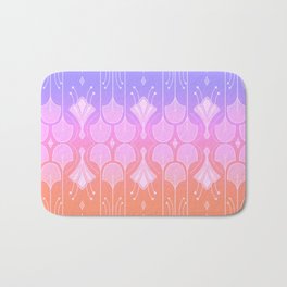 Art Deco Botanical Leaf Shapes Lavender Peach Ombre Gradient Bath Mat