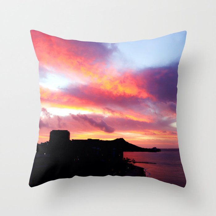 Beautiful Sunset Honolulu, Oahu Hawaii Throw Pillow