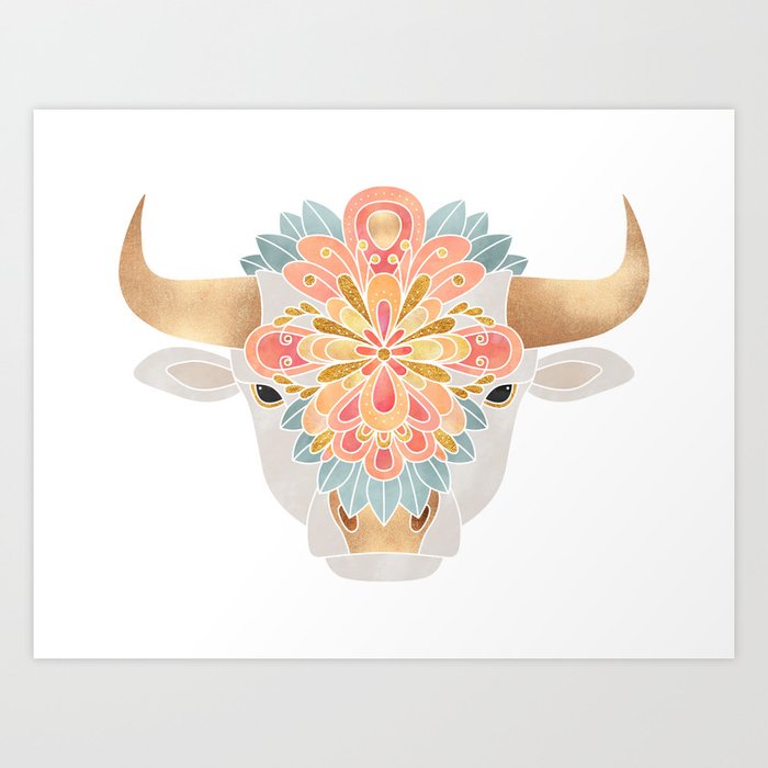 Flower Bull 2 Art Print
