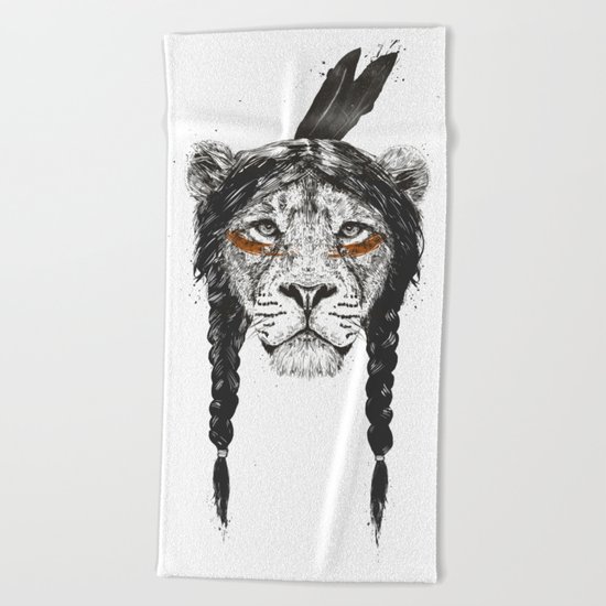 Warrior lion Beach Towel