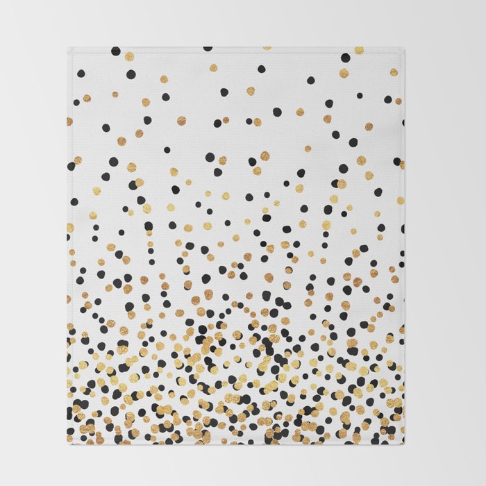 Floating Dots Black And Gold On White Throw Blanket By Fancyashelltees Society6