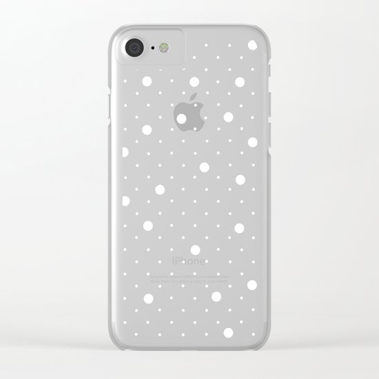 Pin Point Polka Dots White on Black Clear iPhone Case