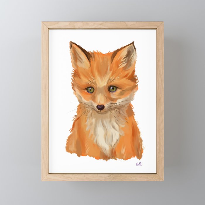 Fox Cub Framed Mini Art Print