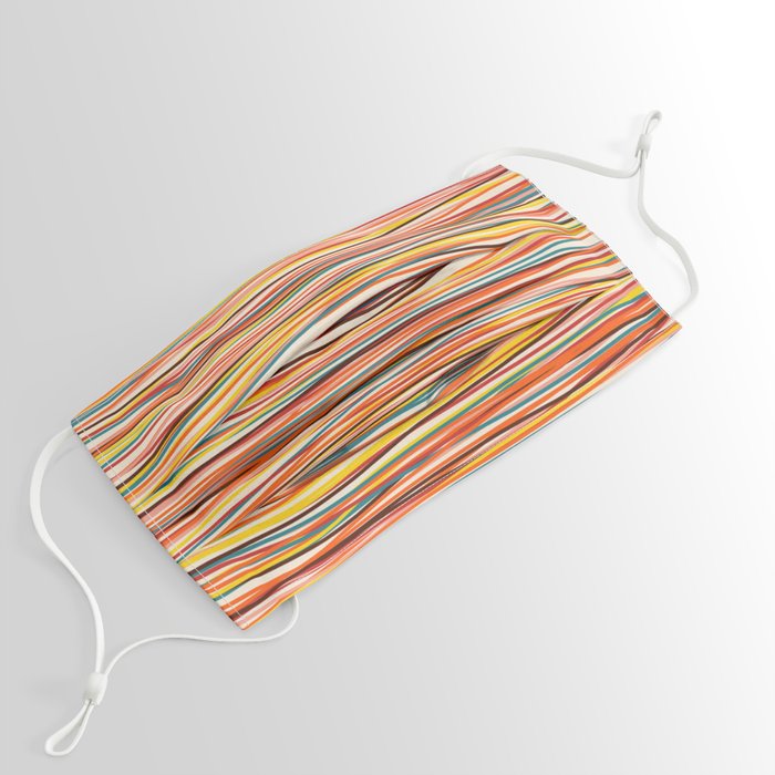 Bright Colorful Lines - Classic Abstract Minimal Retro Summer Style Stripes Face Mask