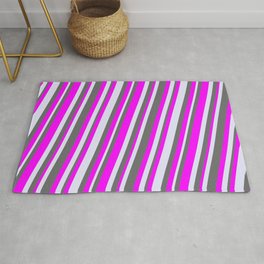 [ Thumbnail: Dim Gray, Fuchsia, and Lavender Colored Striped/Lined Pattern Rug ]