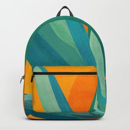 West Coast Sunset With Agave Backpack | Nature, Contemporary, Desert, Colorful, Teal, Plant, Vibrant, Southwest, Green, Sunset 