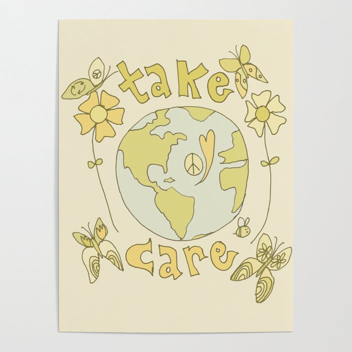 take care of mother earth // retro art by surfy birdy Poster