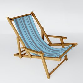 [ Thumbnail: Slate Gray & Sky Blue Colored Stripes/Lines Pattern Sling Chair ]