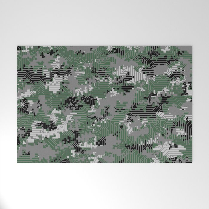 Computer Circuit Camo URBAN GAMER Welcome Mat by GrandeDuc | Society6