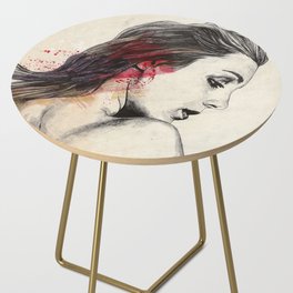 Reckoning | woman sketch drawing Side Table