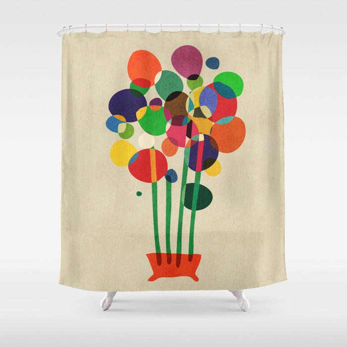 Happy flowers in the vase Shower Curtain