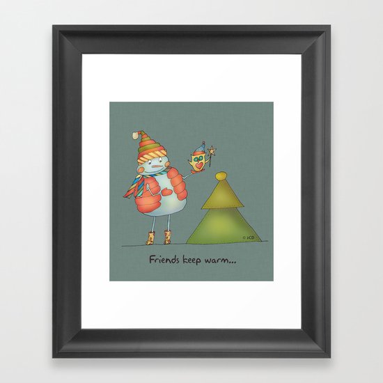 Friends keep warm - greyish Framed Art Print