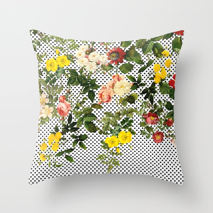 Points and Flowers Pattern Throw Pillow