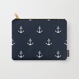 Dark Blue Anchor Pattern Carry-All Pouch