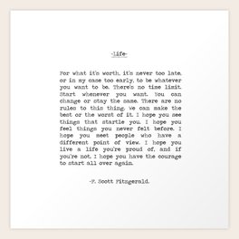 Life quote F. Scott Fitzgerald Art Print