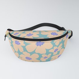 Retro Daisy - Turquoise, Very Peri, Pink, cream Fanny Pack | Graphicdesign, Nature, Organic, Pattern, Illustration, Flowers, Big Flower, Floral, Curated, Hippie 
