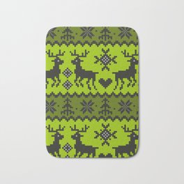 reindeer pattern green and black color cute winter christmas pixel style pattern Bath Mat | Pixelanimals, Holidays, Red, Nature, Pattern, Cute, Holiday, Christmaspattern, Winter, Graphicdesign 