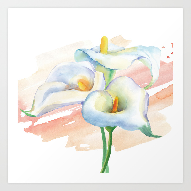 Calla Lily Watercolor Bouquet Art Print By Nataliart Society6