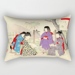 Little Girls Singing (Miyagawa Shuntei) Rectangular Pillow