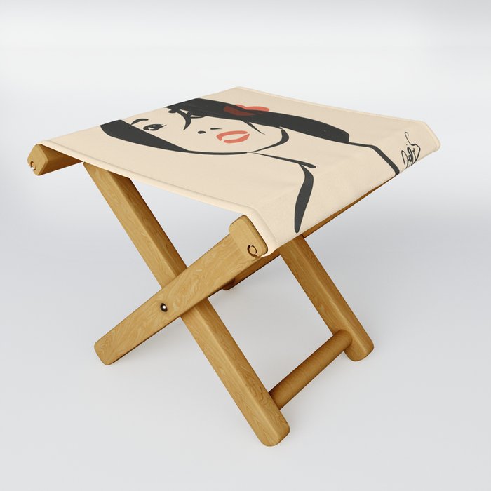 Girl with flower portrait Folding Stool