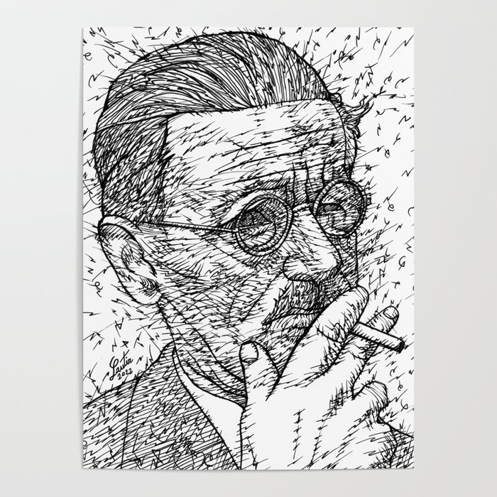 JAMES JOYCE - ink portrait .2 Poster