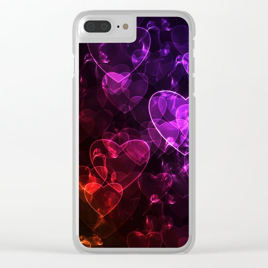Love. Abstract pattern with hearts. Clear iPhone Case